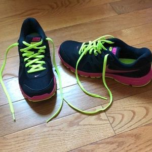Nike Women’s Sneakers size 7.5 navy blue, neon